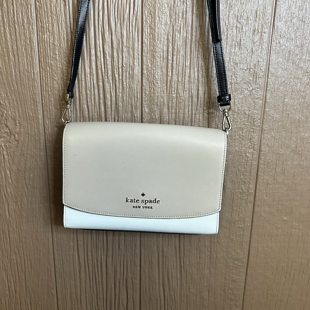 Kate Spade Staci Carson Convertible Chain Crossbody Two Tone Beige White